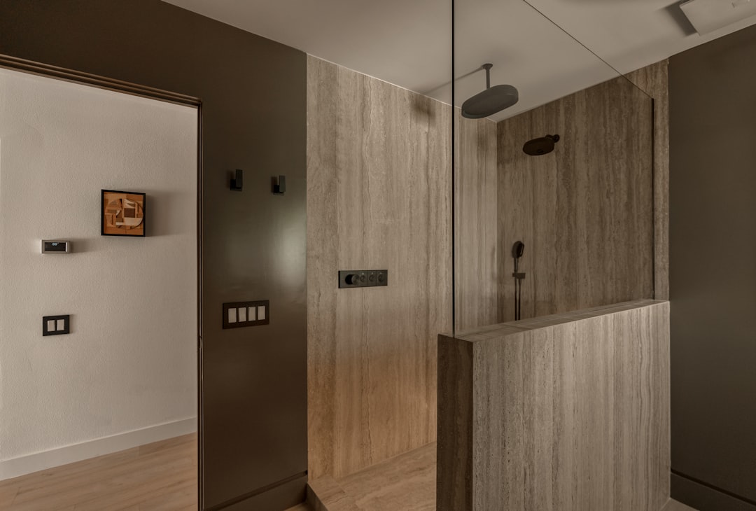 Grab bar and curbless shower in an accessible Lakewood bathroom